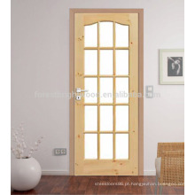 Design de porta de vidro de madeira extravagante para o quarto, porta de vidro de madeira interior